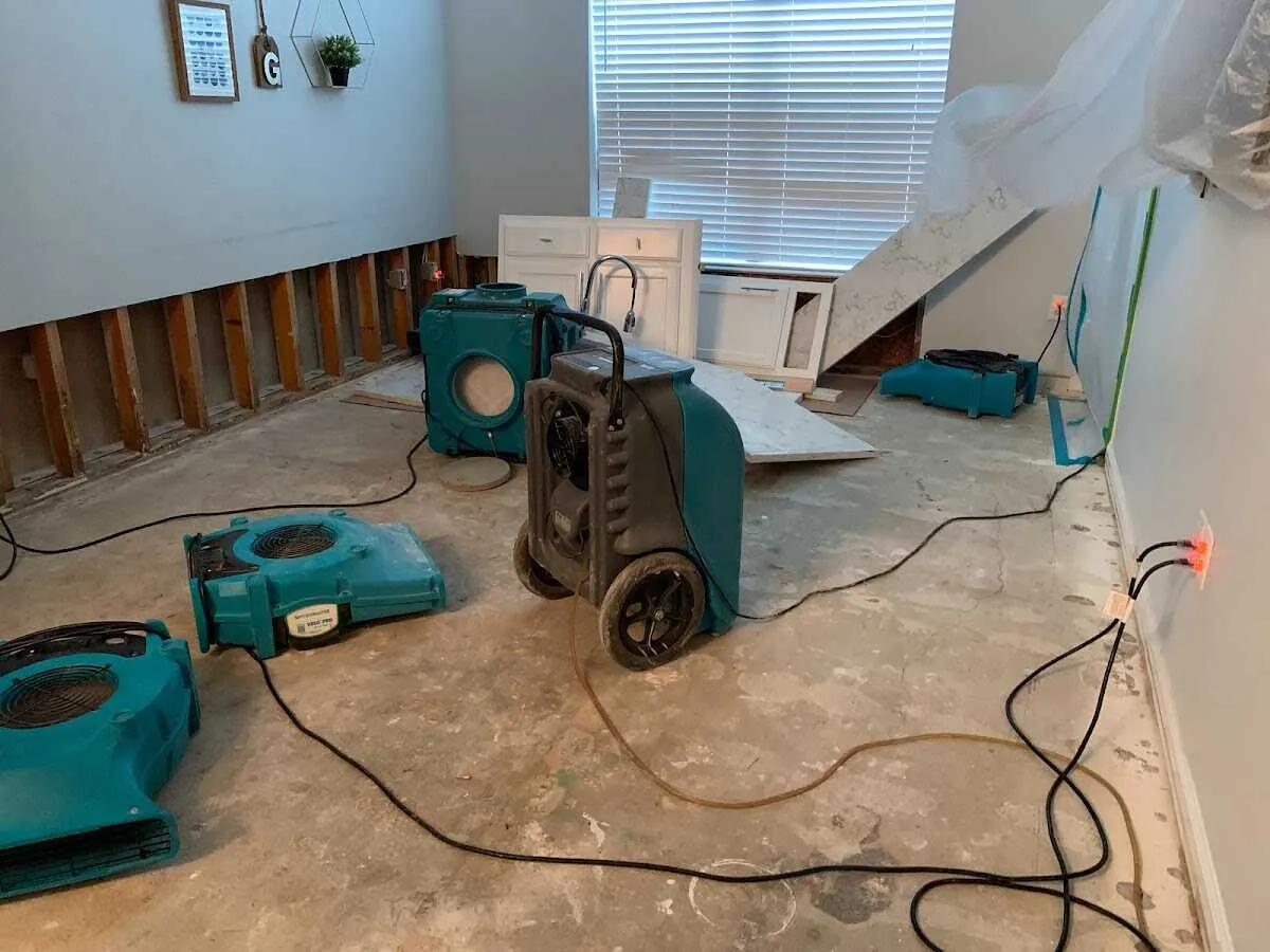 Dehumidifier in flood-cut room for Water Extraction & Removal in Orosi
